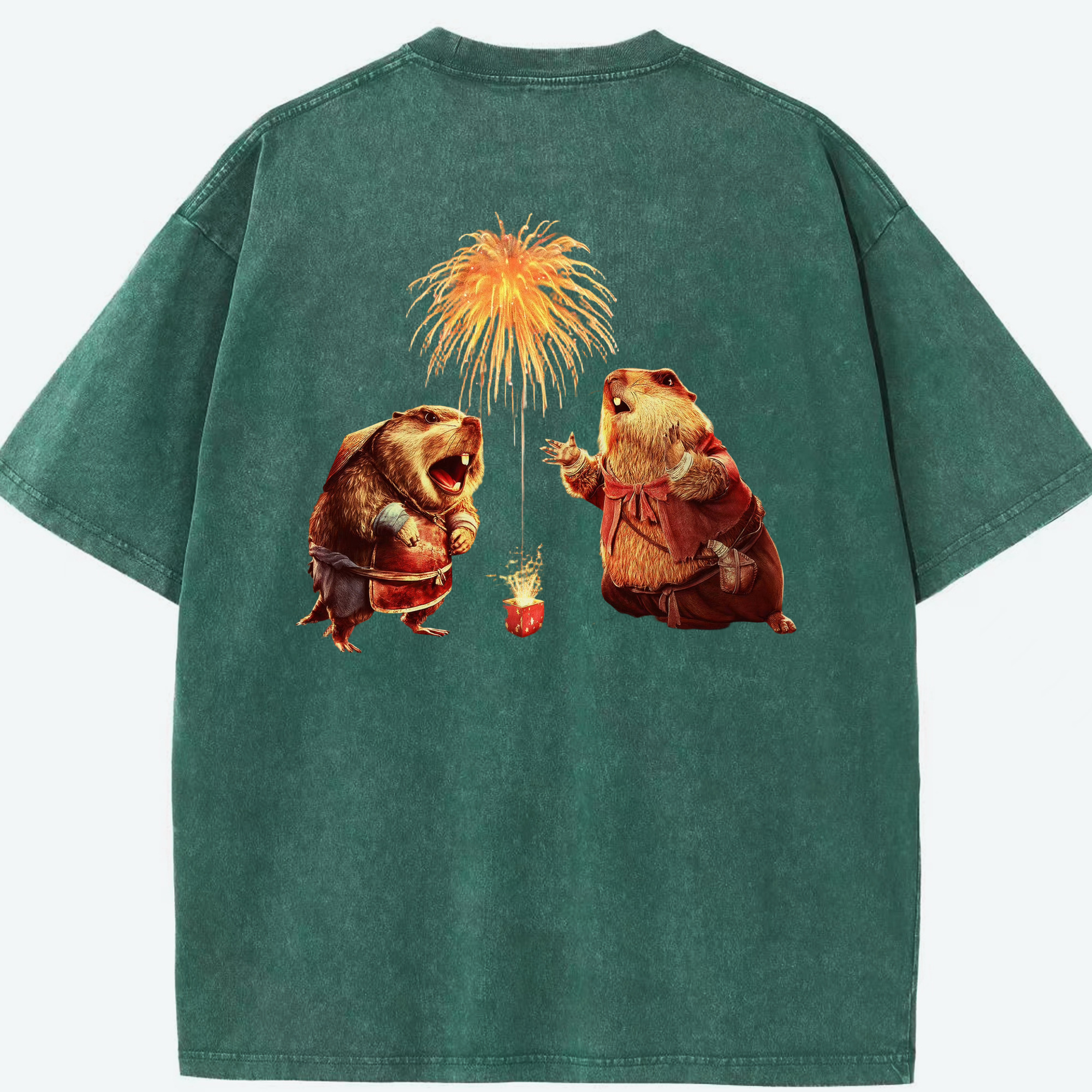 （画像用） Ne Zha 2 ナタ 魔童の大暴れ 綿100% ヴィンテージ風 半袖Tシャツ（背面プリント）